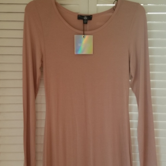 BNWT MISSGUIDED LONG SLEEVE CREW NECK MIDI ROSE - Picture 4 of 8